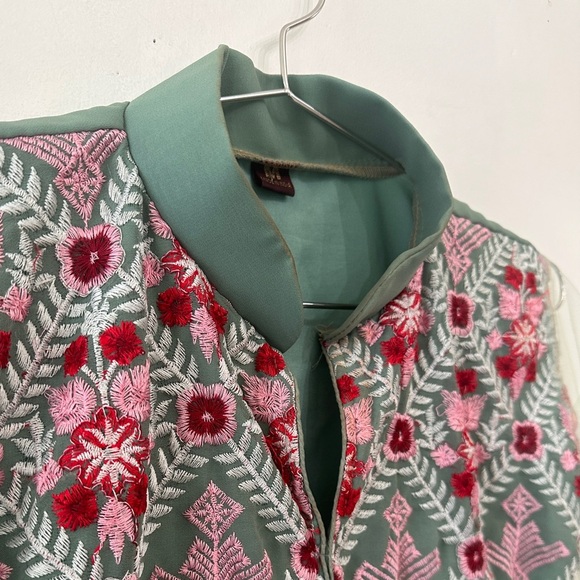 Embroidered Top - Long Sleeve Peplum Sheer - Size: Medium - Picture 7 of 8